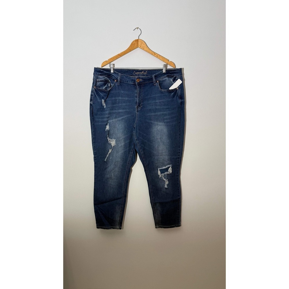 Copperflash Skinny Jeans Women‎ Size 22W Blue Distressed Denim Pants